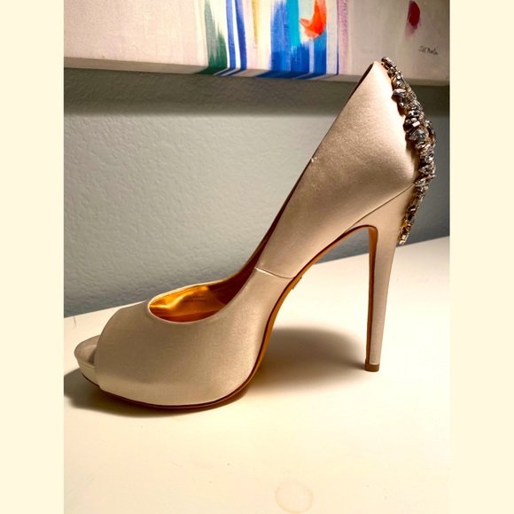 Badgley Mischka Kiara Embellished Peep-Toe Pumps - Picture 8 of 16